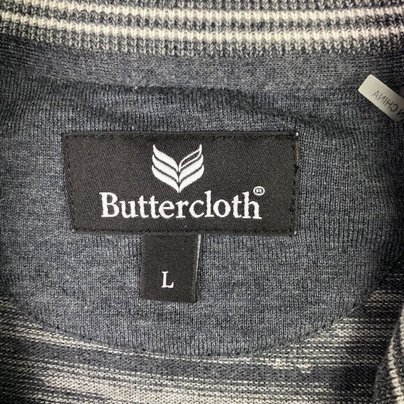Buttercloth Full Zip Sweater Jacket Men's Large Gray Heather Zip Up Mock Neck - Picture 5 of 14